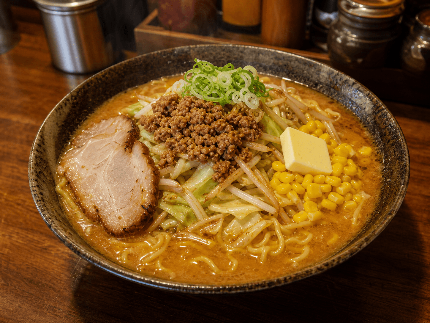 炒め野菜の札幌風味噌ラーメン